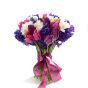 Bouquet with hyacinths, freesias and multicolored tulips