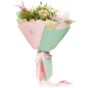 Buchet de flori hortensie, lisianthus si astilbe roz