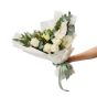 Flowers bouquet with roses and white anthurium
