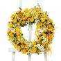 Coroana funerara cu trandafiri galbeni