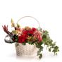 Floral arrangement in basket with hydrangea and Antirrhinum