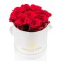 White box 9 red roses