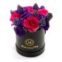 Round box with roses and hyacinths
