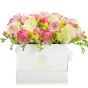 Box with roses and freesias