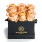 Square box 9 peach roses