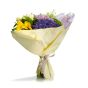 Bouquet of white alstoremeria and purple trandaifri