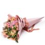 Buchet de flori cu lalele roz si antirrhinum
