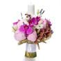 Orchid and hydrangea christening candle