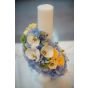 Candle christening hydrangea blue roses vuvuzela gold