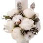 Short white peony wedding candles