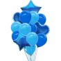Set of blue helium balloons