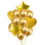 Set of gold helium balloons