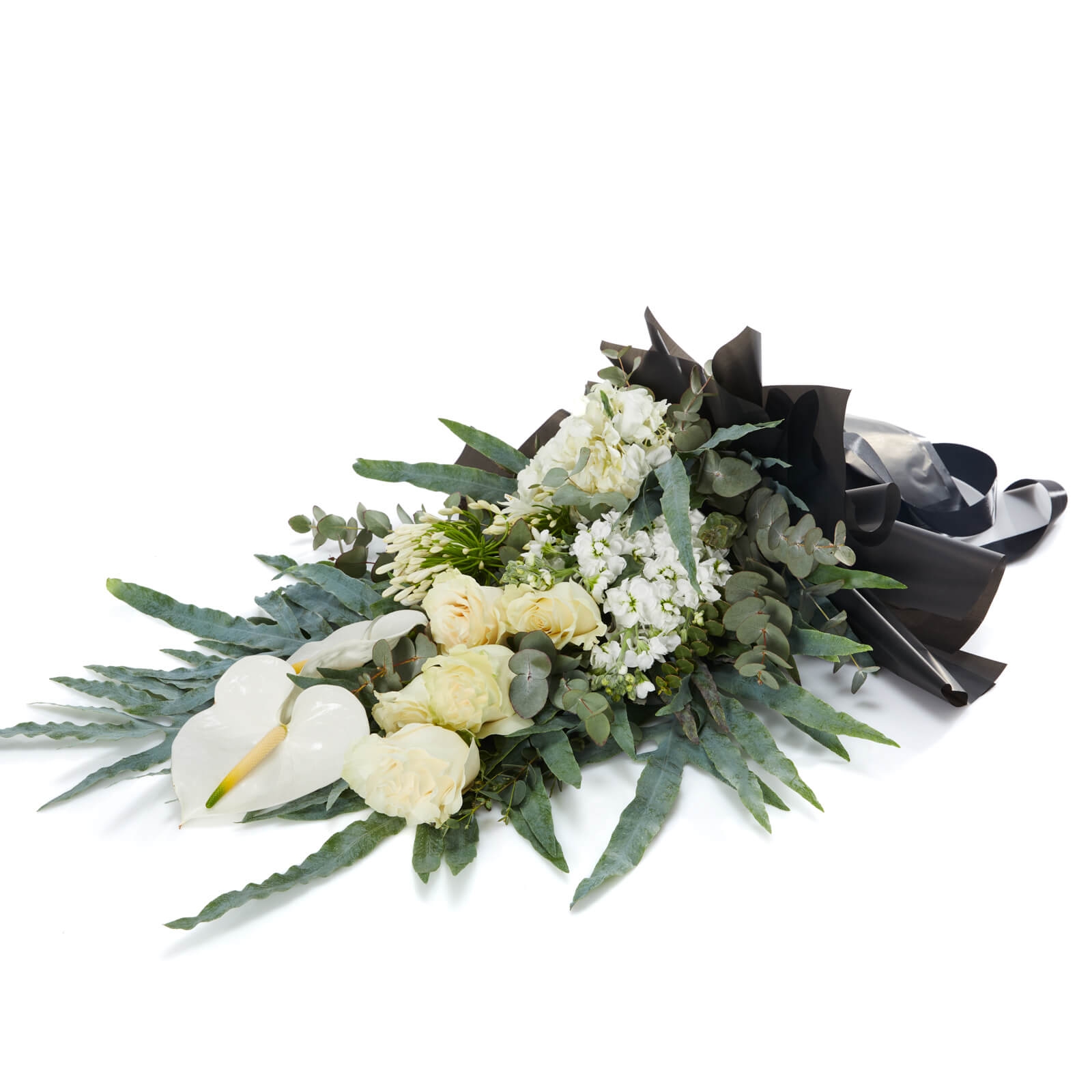 Buchet funerar cu hortensie - Matthiola|Trandafiri