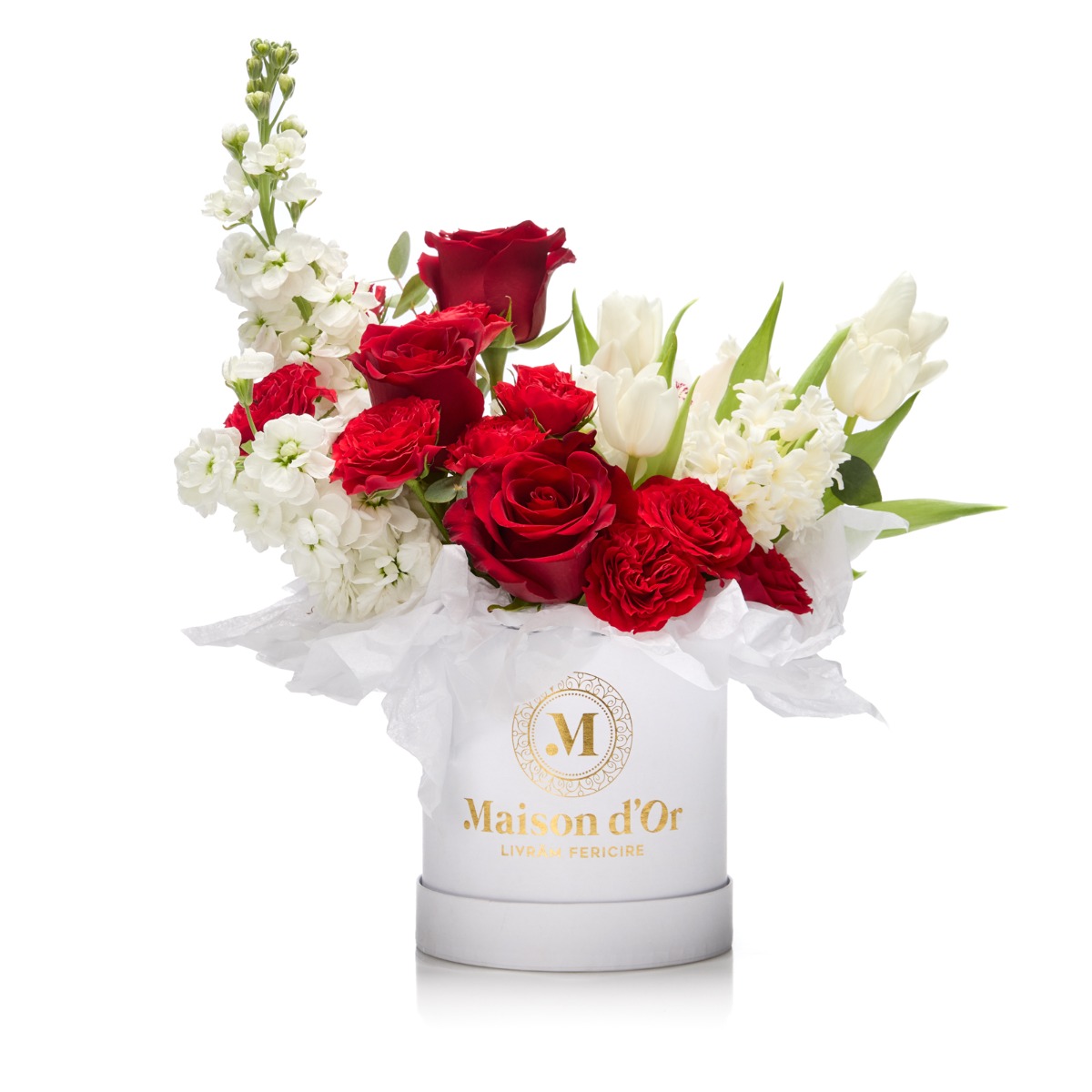 Aranjament floral Promesse d'Amour - Cymbidium|Lalea|Matthiola|Minirosa|Orhidee|Phalaenopsis orhidee|Trandafiri|Vanda|Zambile