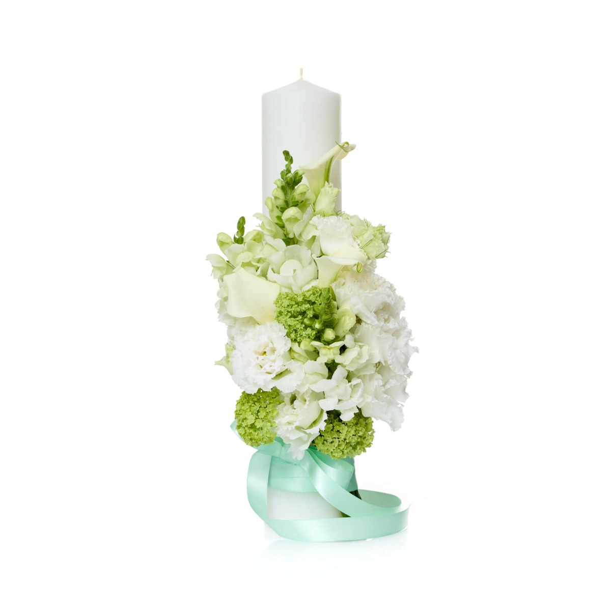 Lumanare Cununie/ Botez White Castle - Antirrhinum |Calla|Lisianthus|Viburnum